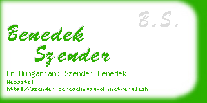 benedek szender business card